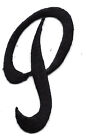 SCRIPT LETTERS - Black Script Letter "P" - Iron On Embroidered Applique