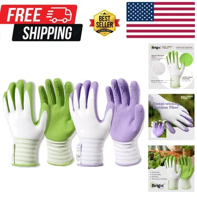 Bamboo Fiber Gardening Gloves - Breathable, Rubber Coated, Sizes S-XL, Eco-Fr... - Image 1 of 4