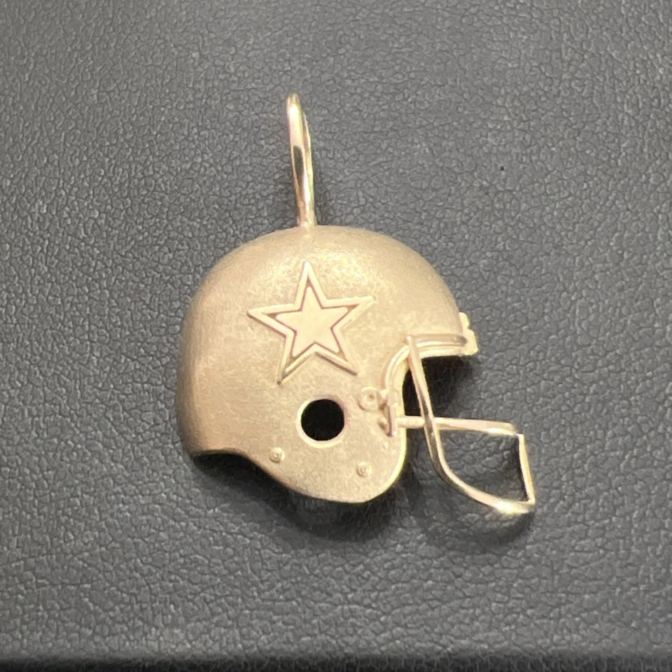 Casco de fútbol americano colgante vintage 1989 oro 14k Dallas Cowboys Michael Anthony MA Foto 1 de 4