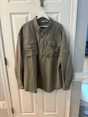 Quest Olive Green Vented Hiking Fishing Shirt sz XXL EUC - Изображение 1 из 4