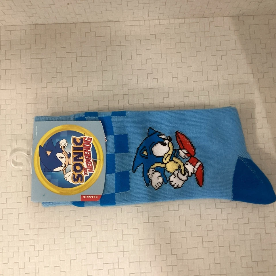 Men’s Crew Socks Sonic The Hedgehog Blue Size 6-12 NWT 1 Pair rare gift  - Image 1 of 1