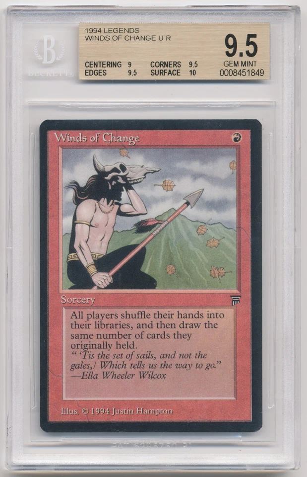 Graded Winds of Change BGS Beckett 9.5 GEM MINT Legends English 1994 MTG Magic! - Image 1 of 2
