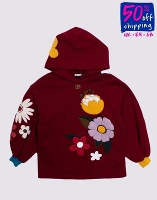 RRP €435 DOLCE & GABBANA Kids Pullover Hoodie Size 7-8Y / 120-131CM Flowers   - Image 1 of 4