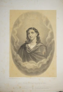 BELLE LITHO XIX° PORTRAIT HOMME JESUS CHRIST ADOLECENT JEUNE RELIGION DIEU - Foto 1 di 9