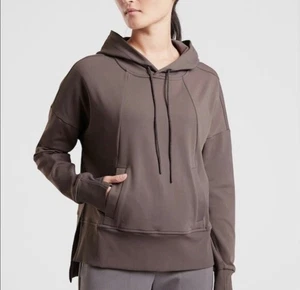 Athleta Relaxed Fit Mission Hoodie Sweatshirt Gr. XS Schieferbraun - Bild 1 von 9