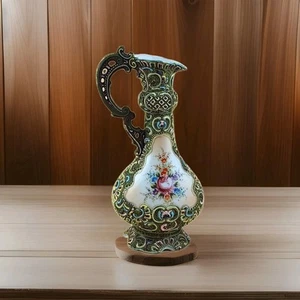 Antique Nippon Moriage Ewer/Vase Moriage Beaded Porcelain 10,25" HP Roses - Picture 1 of 18