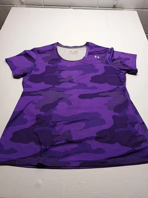 Womens Fitted XL Under Armour Purple Camo Short Sleeve T Shirt - Image 1 of 4