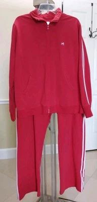 Conjunto Y2K Central Park Mujer 2X Cremallera Chaqueta Pantalón Chándal Rojo Preppy Foto 1 de 4