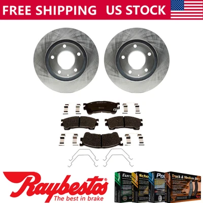Front Kit Brake Rotors + Metallic Pads & Hardware For 1994-1997 Ford Probe - Image 1 of 4