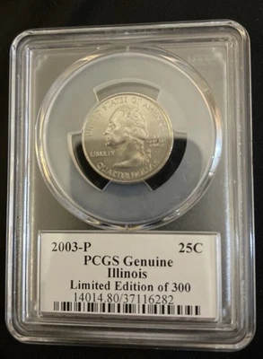 2003-P PCGS Illinois State Quarter Limited Edition Of 300 At Set Registry Awards - Image 1 of 2