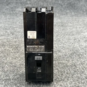 Square D Q1380 3 Pole 80 Amp 240 Vac Circuit Breaker Used - Picture 1 of 23