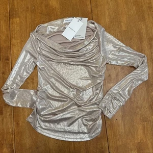 Top Marcella Cooper lucido metallizzato taglia grande beige strechy vacanze angelliche - Foto 1 di 14
