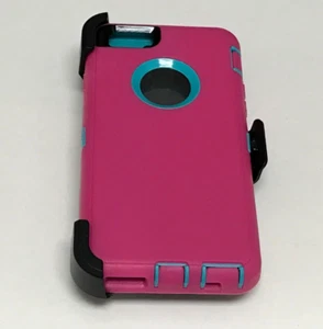 For Apple iPhone 5C Shockproof Case (with beltclip fits OtterBox)Pink & Cyan - Picture 1 of 4