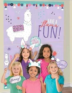 Llama Photo Booth 12 Props Scene Setter Birthday Party Wall Alpaca Kids New Fun - Picture 1 of 5