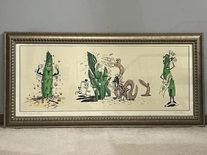 Nolan Ross "Spargel Collage" Karikatur gerahmt Wandbild Lithographie signiert - Bild 1 von 15