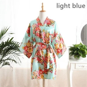 Women Bride Pajamas Sleepwear Satin Floral Kimono Yukata Bathrobes Japanese Pink - Picture 1 of 24