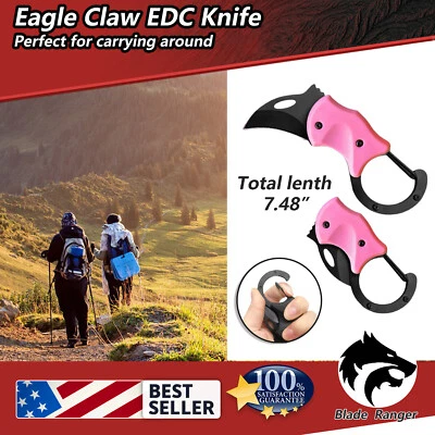 Faca de bolso dobrável rosa garra águia mini lâmina de faca de raposa ao ar livre EDC - Imagem 1 de 4