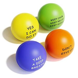 KDG Lot 4 de Balle Anti-Stress Motivationnelles pour Enfant et Adulte Balle A...