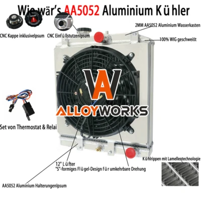 3 Reihe Kühler+Lüfter+Relay Für Honda Civic EK EG 1992-00 CRX Del Sol 93-97,