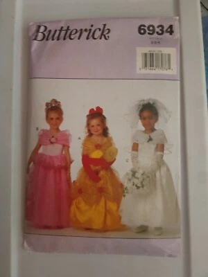 CUT Halloween Butterick 6934 Girls Princess Fairy Dress sewing pattern Sz 5,6,6X - Image 1 of 2