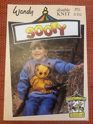 KIDS BOYS GIRLS SOOTY JUMPER ORIGINAL VTG Knitting Pattern 24”-36” WENDY 4012 - Image 1 of 3