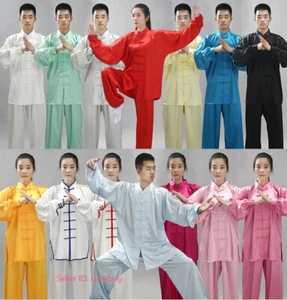 Unisex Silk Martial Arts Wushu Tai Chi Yoga Sets Kung Fu Suit Uniform Costume - Picture 1 of 24