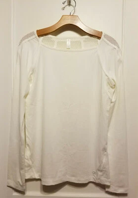Top deportivo de manga larga con espalda de malla GapFit, poliéster, blanco, talla M, usado Foto 1 de 4
