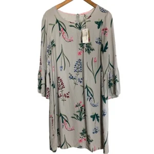 Joules Women’s Gardenia Botanical Gray Bell Sleeve Dress US 10 FLAWED Herbalist - Bild 1 von 12
