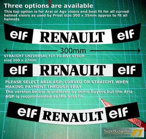 Visière Bande Autocollant Pour Alain Prost Renault F1 Casque En Droit Ou Courbé - Picture 1 of 2