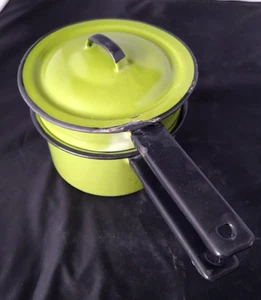Olla de caldera doble esmaltada verde 1 qt 3 piezas granja campo chic vintage - Imagen 1 de 8