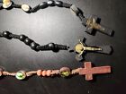 3 Wooden Rosesary Beaded Necklaces