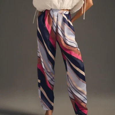 Anthropologie Maeve Women’s Blue Pink Balloon Classic Pants Size 4 Tall NWT $138 - Image 1 of 4