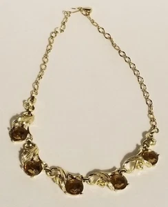 Sarah Coventry Bernstein Strass Halskette hellbraun - Bild 1 von 5