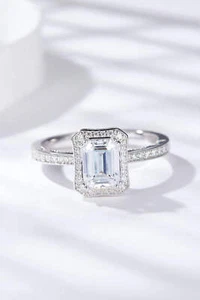 1 Karat Moissanit 925 Sterling Silber Halo Ring - Bild 1 von 9
