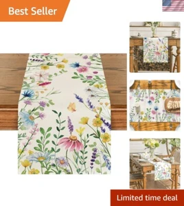 Machine Washable Daisy Eucalyptus Lavender Table Runner - 13x72 for Home Decor - Picture 1 of 9