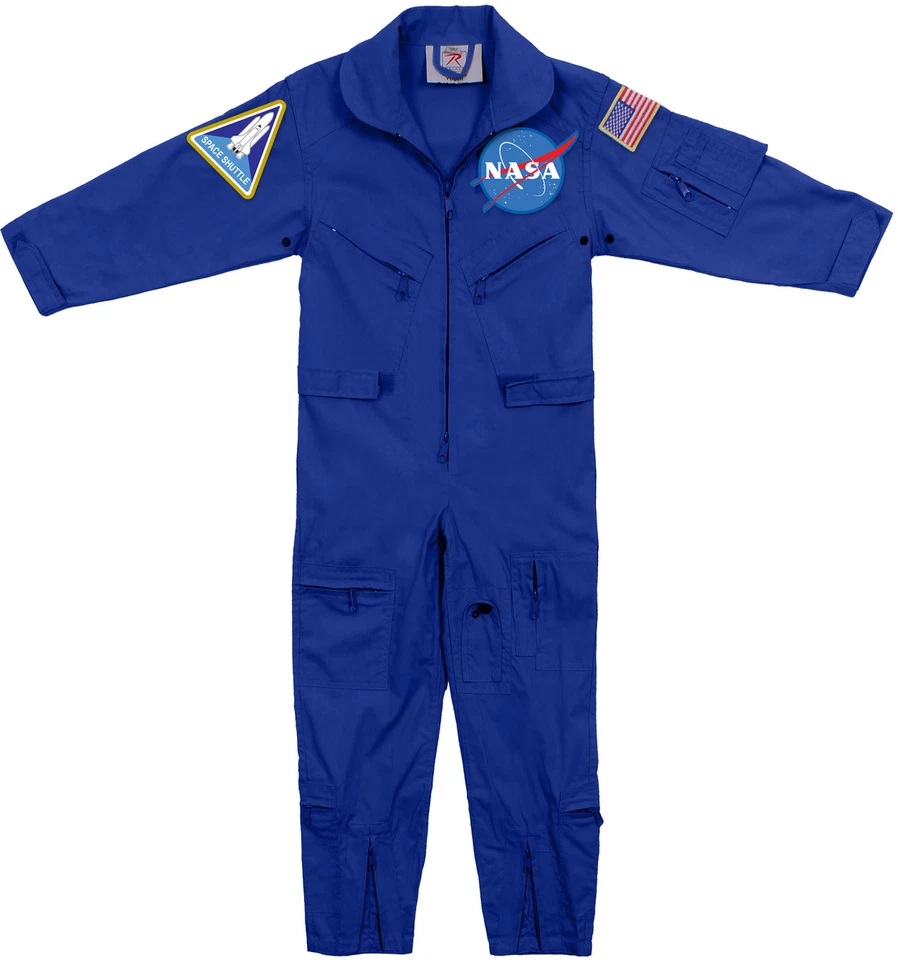 Kids Blue NASA Space Camp Flight Suit, Aviator Coveralls Air Force Jumpsuit - Image 1 of 3
