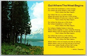 Postcard Out Where the West Begins Poem by Arthur Chapman Wyoming Travel - Picture 1 of 2