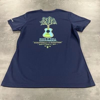 Brooks 跑步衬衫女式小号蓝色 Savannah GA 马拉松 Dri Fit 健身房运动 — 第 1/4 张图片