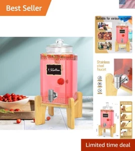 Versatile Glass Beverage Dispenser with Natural Bamboo Stand - Party Essential - Picture 1 of 10