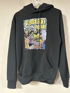 Poverty Kills Graphic Sweatshirt Hoodie, Black Small Kangaroo Pick In Front - Picture 1 of 4