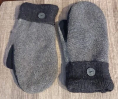 FORRO POLAR MITTENS HECHO A MANO Gris Negro Borde Botón Mujer Invierno Foto 1 de 3