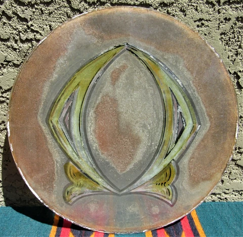 FINE  ANTIQUE HANDPAINTED ROUNDEL STAINED GLASS WINDOW PANEL EARLY AMERICAN 13" Cover