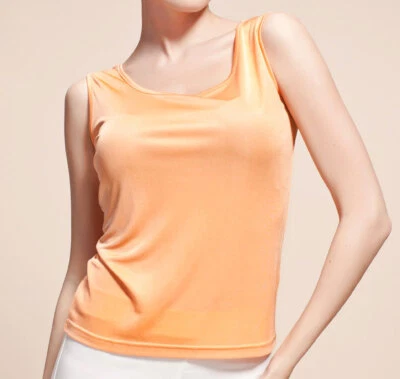 Pure Mulberry Silk Knit Women's Sleeveless Tank Top Vest Super Silky Cool Soft - Image 1 of 2