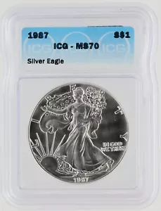 1987 Silver Eagle ICG MS70 S$1 Philadelphia Mint - Picture 1 of 3