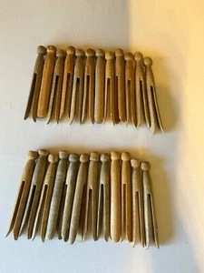 24 Vintage Wooden Dolly Pegs Old Clothes Pegs Washing Line Laundry Crafts - Picture 1 of 8