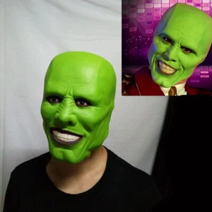 Movie The Mask Jim Carrey Green Latex Mask Cosplay Costume Party Prop Halloween - Picture 1 of 11