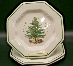 Juego de 3 platos de cena octágonos vintage de Navidad Nikko - Hecho en Japón - Imagen 1 de 4