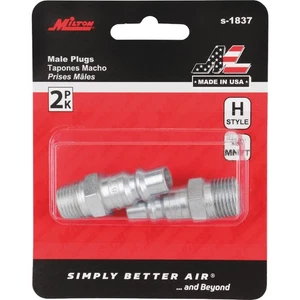 Milton 3/8 pulgadas Enchufe NPT H-Style macho chapado en acero S-1837 Milton S-1837 - Imagen 1 de 1