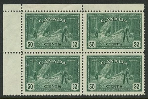 Canada 272 VF M NH well centered block of 4 of the 50 cent logging stamp. - Picture 1 of 2