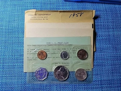 🇺🇸 USA United States 1958 Proof Set Silver .900 Coins 102325-5 - Image 1 of 3